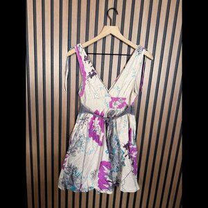 Free People Sun Dress 4 / S Womens Beige Boho Fit & Flare Floral Lace